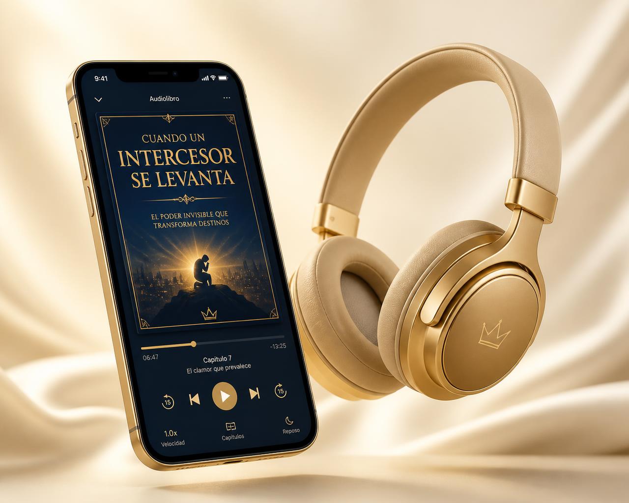 Audiolibro Cuando un Intercesor se Levanta en el celular con audífonos